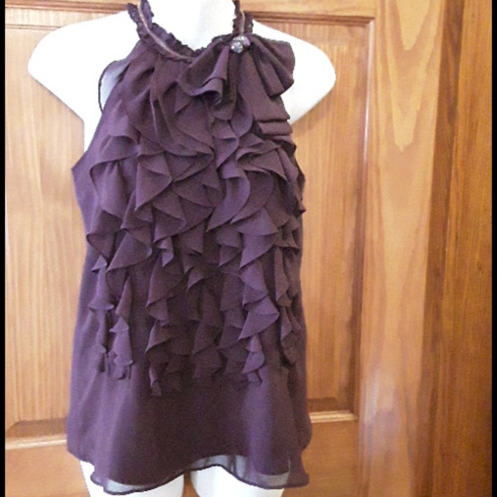 MM Couture ruffle front halter top - Picture 2 of 7